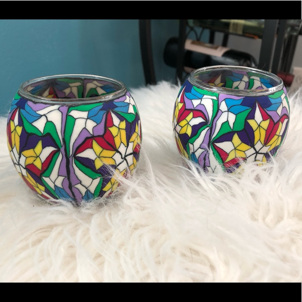Set of 2 funky tea light holders